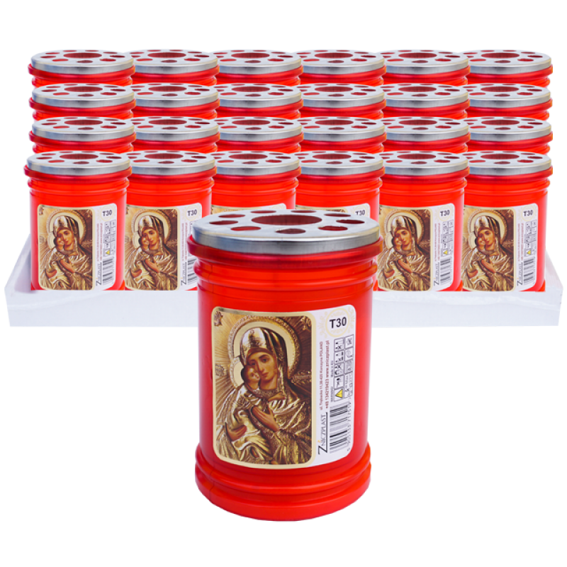 Candelă cu capac anti-vânt T30 – set 24 bucăți, timp de ardere 25 ore
